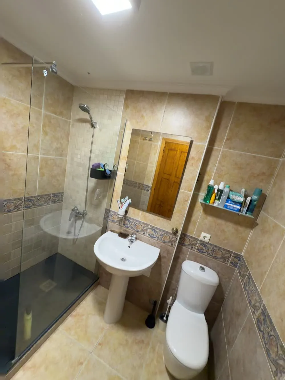 Modern bathroom with walk-in shower